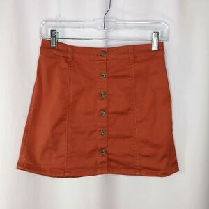 Forever 21 Button Front Mini Skirt Stetch A-line Rust Orange Y2K Womens Small